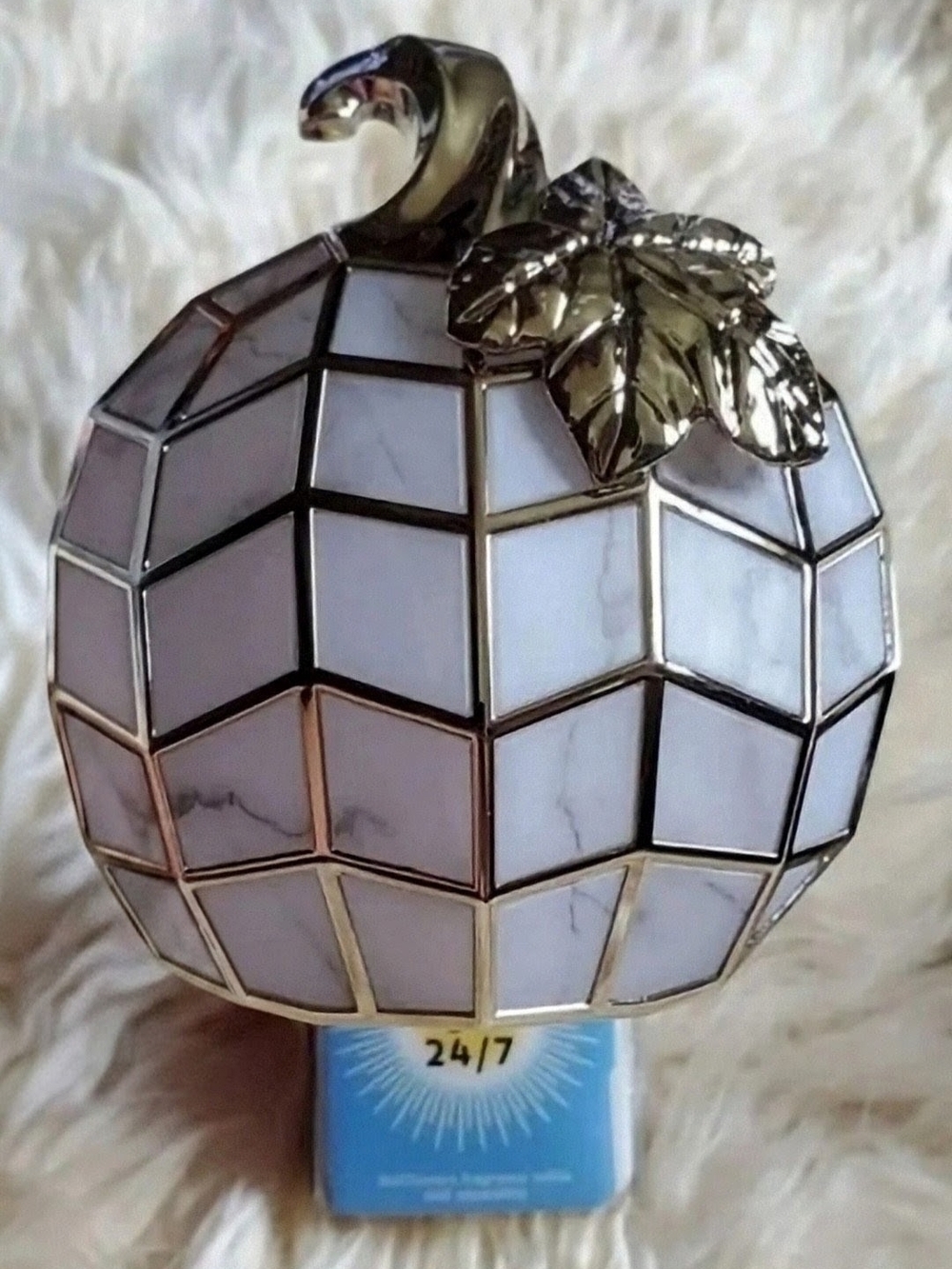 NWT*Wallflower Plugin LIGHT up, Pumpkin, Gray, SILVER, Leaf, Stained GLASS*NEW